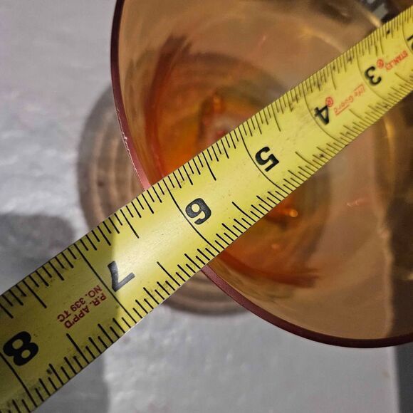 Viking Glass Persimmon Candy Dish Vase 6" X 5.5" Amberina Footed Bowl - Picture 4 of 5